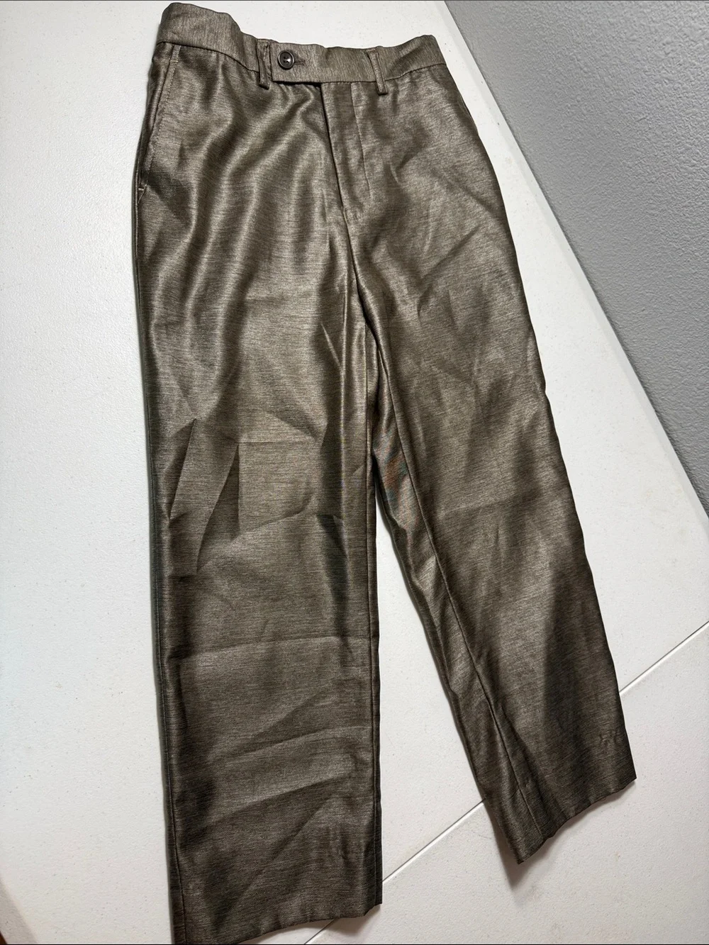 Kids Metallic Taupe Formal Dress Pants